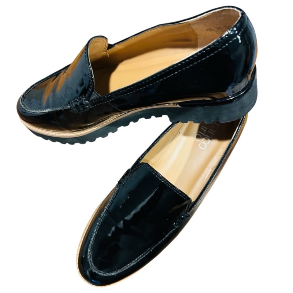 Franco Sarto Women’s Cypress Black Shiny Slip On Chunk Lug Loafers Size 6.5 - Picture 9 of 11